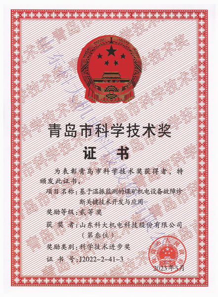 青岛市科学技术进步二等奖
